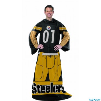 Pittsburgh Steelers fleece throw blanket with sleeves | Final Playoff