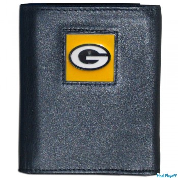 Green Bay Packers black leather tri-fold wallet | Final Playoff