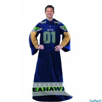 Seattle Seahawks fleece throw blanket with sleeves | Final Playoff
